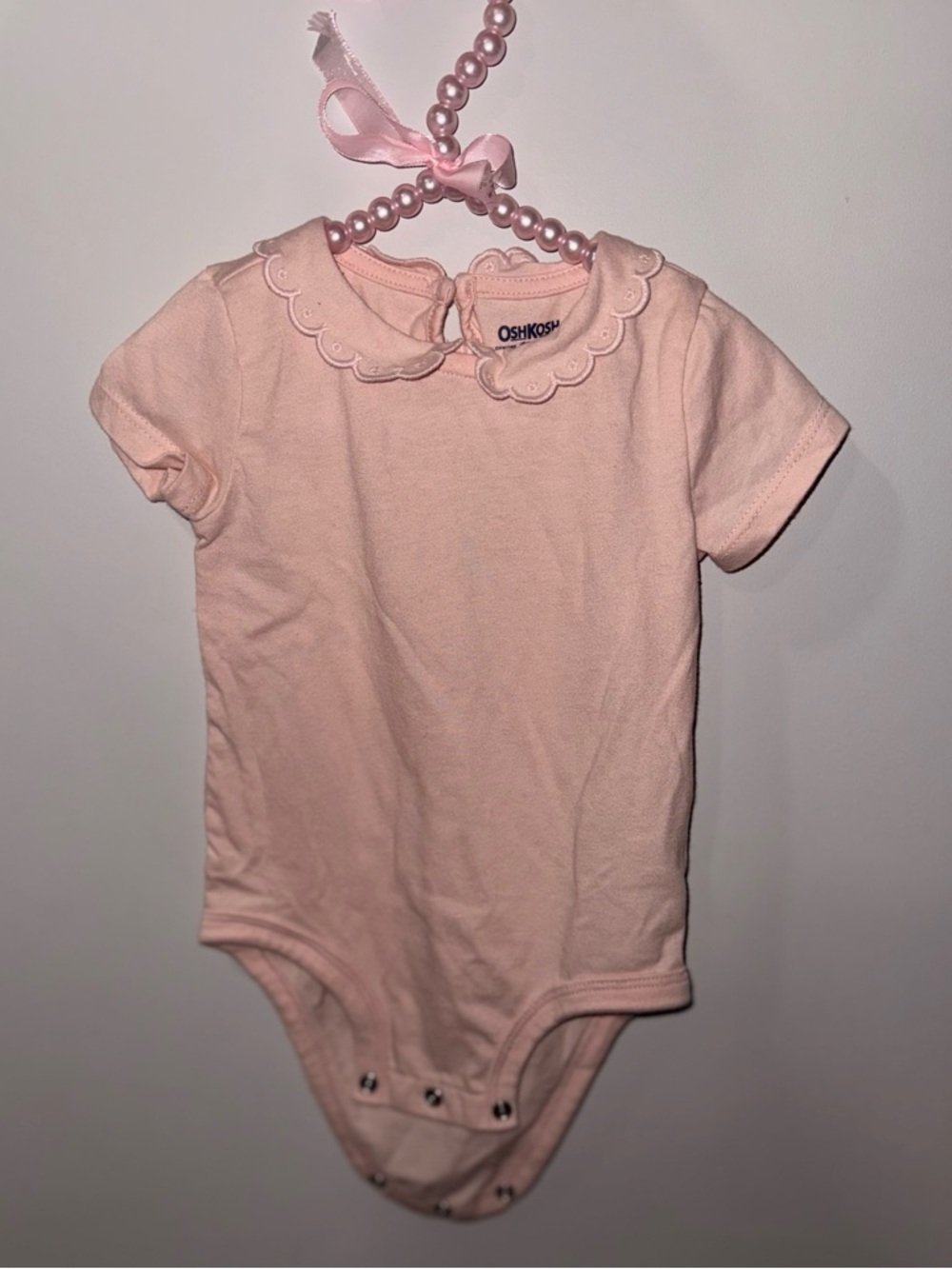 OshKosh B'gosh Light Pink Scallop Collar Short-Sleeve Bodysuit 12M
